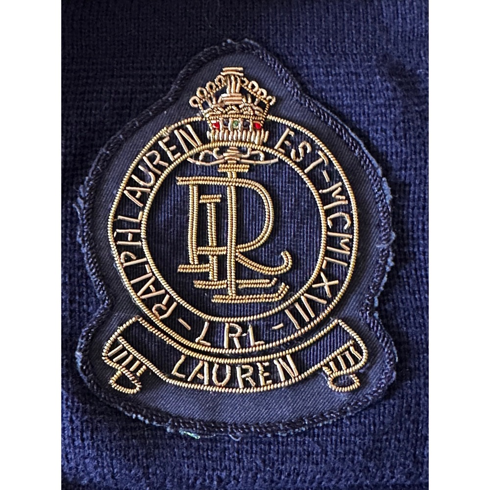 Ralph Lauren Navy Crest Emblem‎ Knit Blazer Jacket Women Gold Button Preppy - Picture 6 of 16